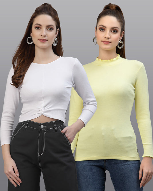 Women Pack Of 2 Pure Cotton Solid Top - Friskers