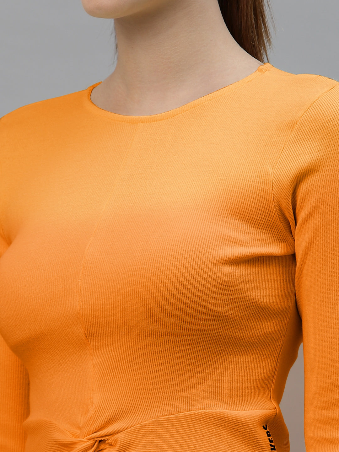 Friskers Women Round Neck Solid High-Low Crop Top - Friskers