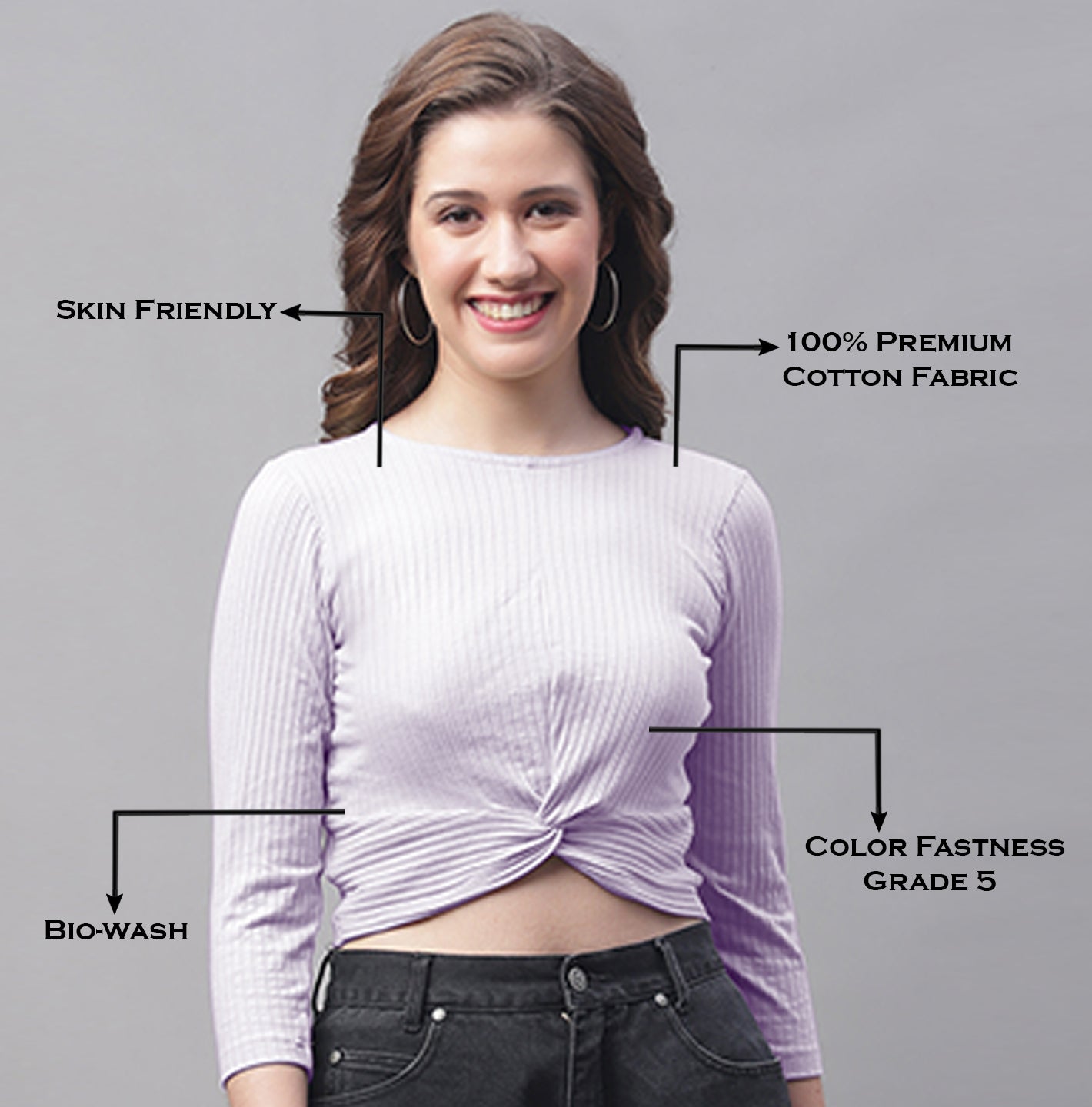 Women Round Neck Solid High-Low Crop Top - Friskers
