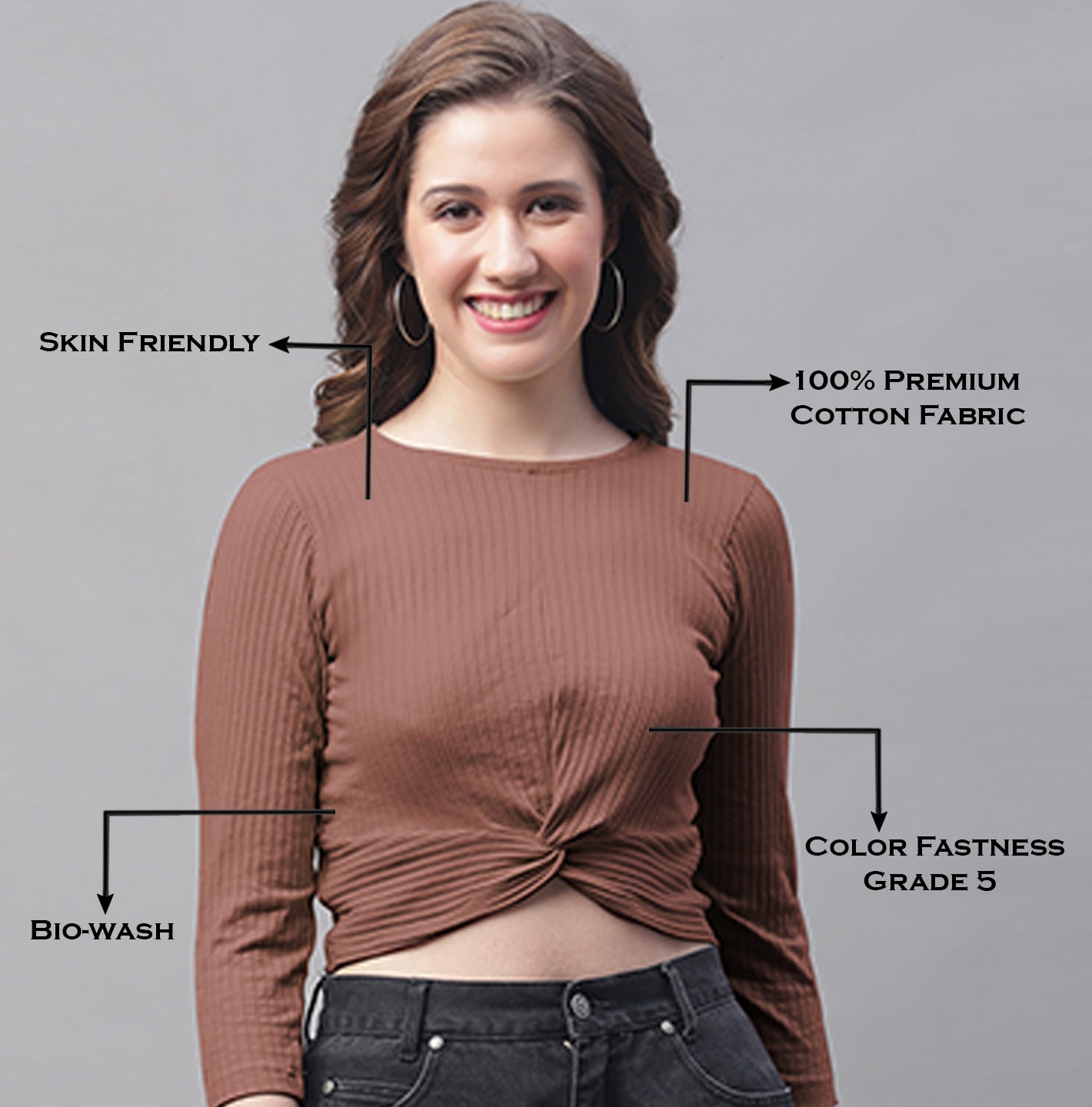 Women Round Neck Solid High-Low Crop Top - Friskers
