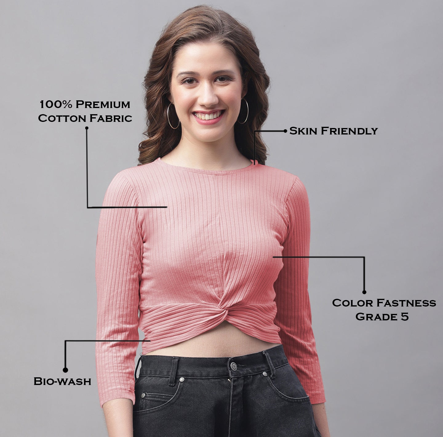 Women Round Neck Solid High-Low Crop Top - Friskers
