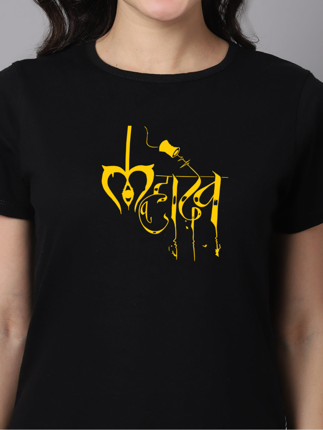 Women Slit Sleeves Mahadev Printed Pure Cotton T-Shirt - Friskers