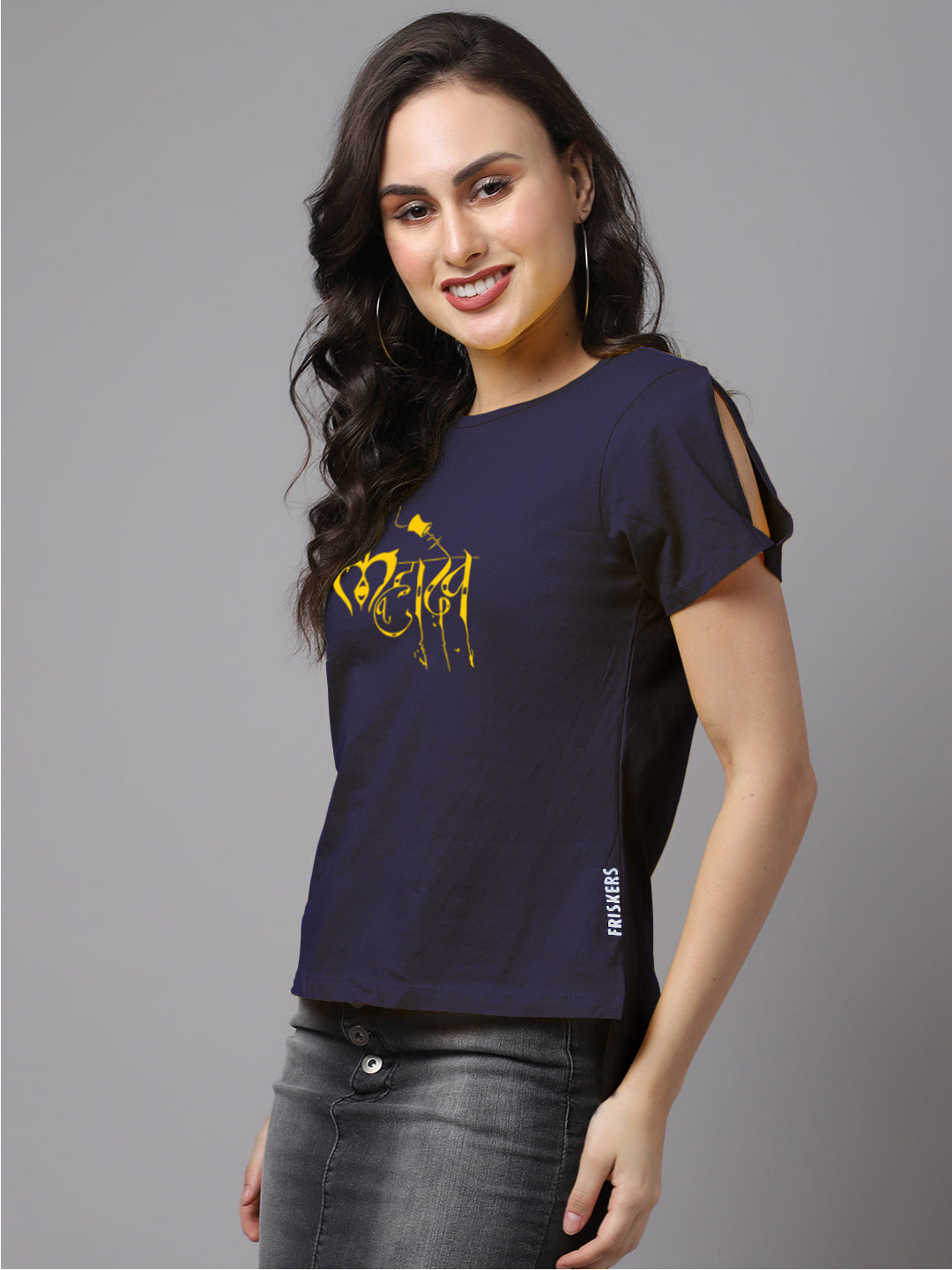 Women Slit Sleeves Mahadev Printed Pure Cotton T-Shirt - Friskers