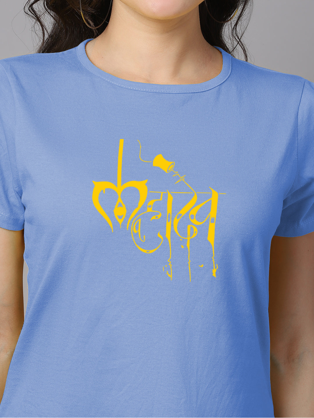 Women Slit Sleeves Mahadev Printed Pure Cotton T-Shirt - Friskers