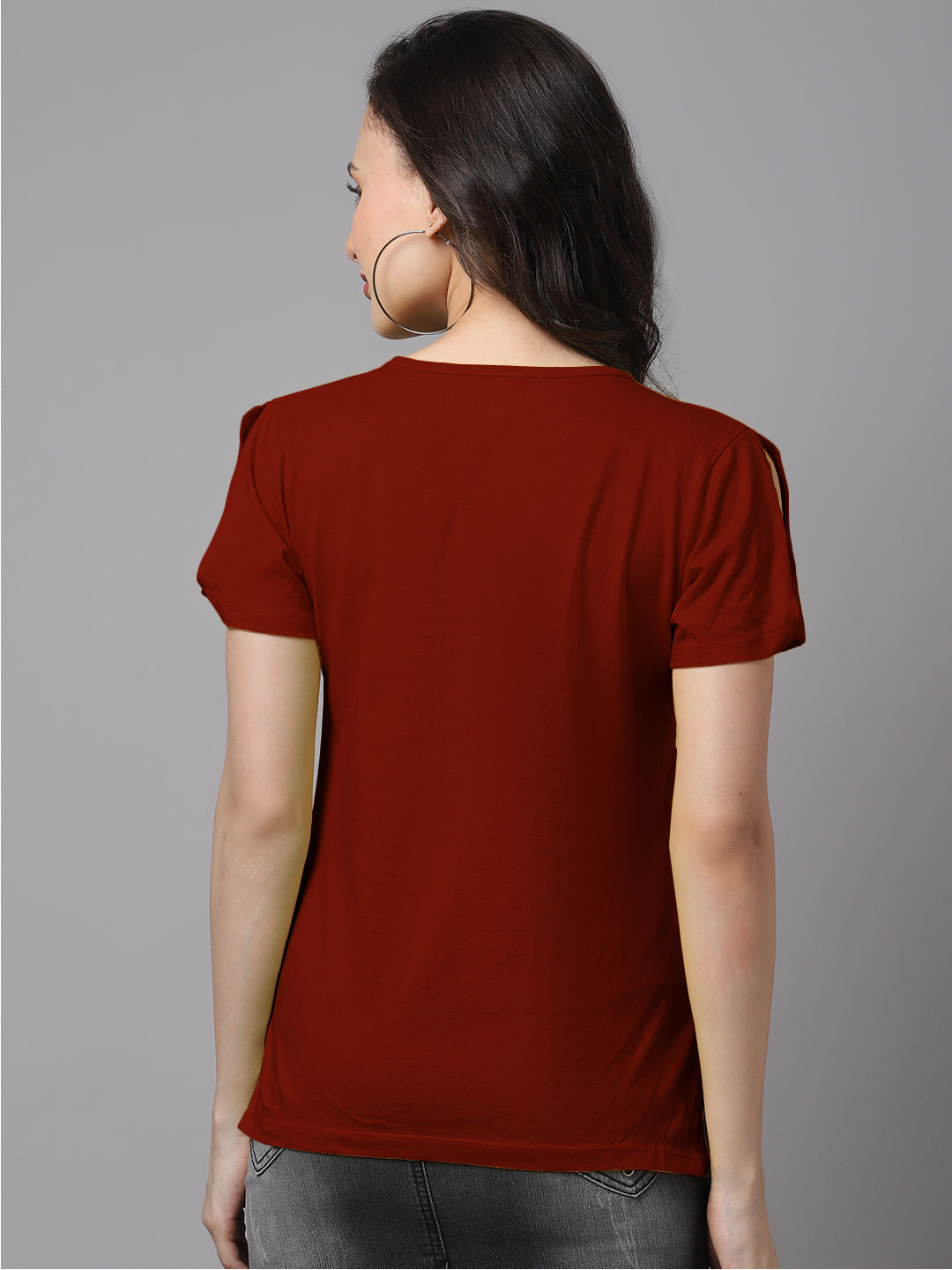 Women Slit Sleeves Captain Printed Pure Cotton T-Shirt - Friskers