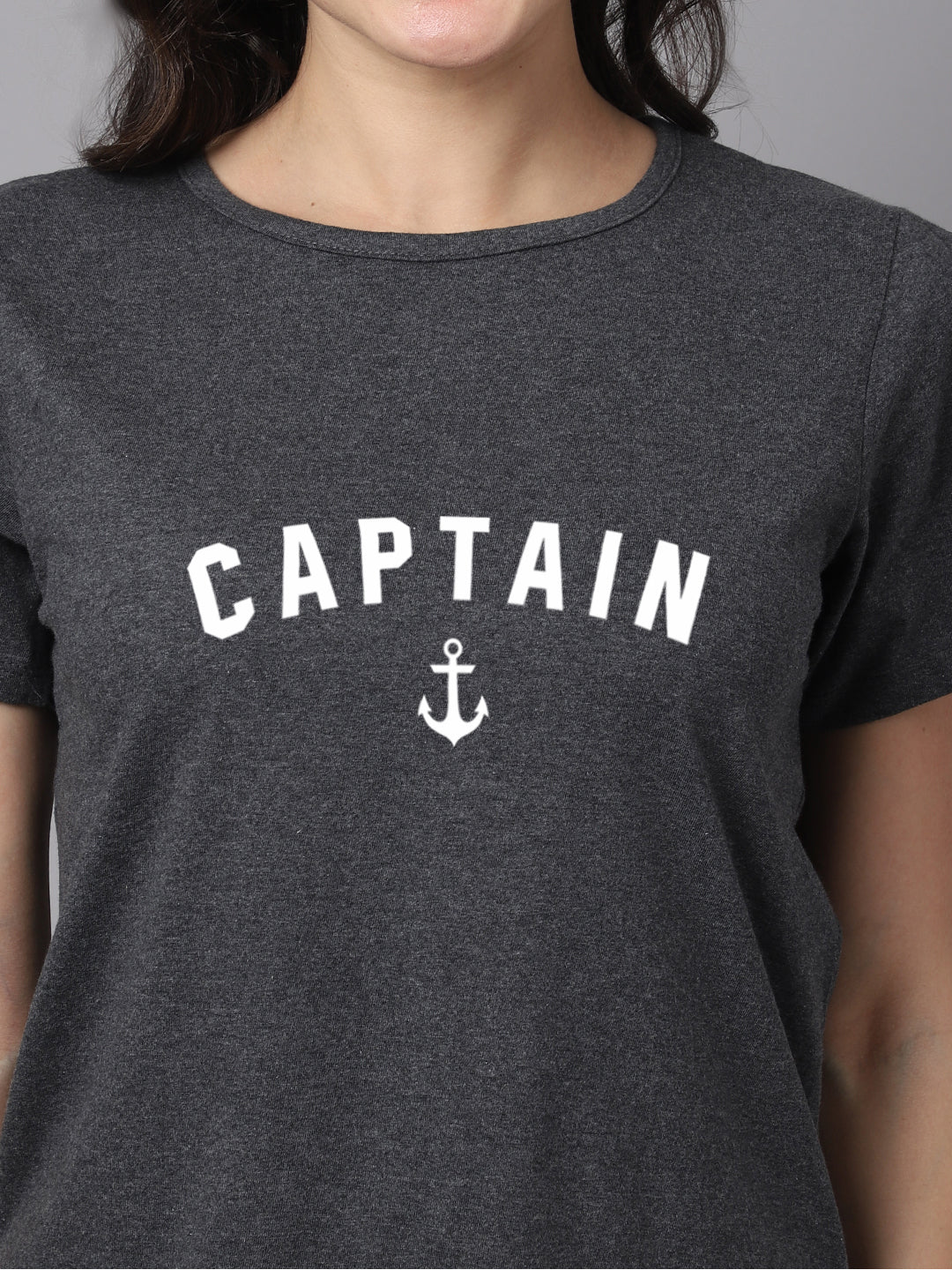 Women Slit Sleeves Captain Printed Pure Cotton T-Shirt - Friskers