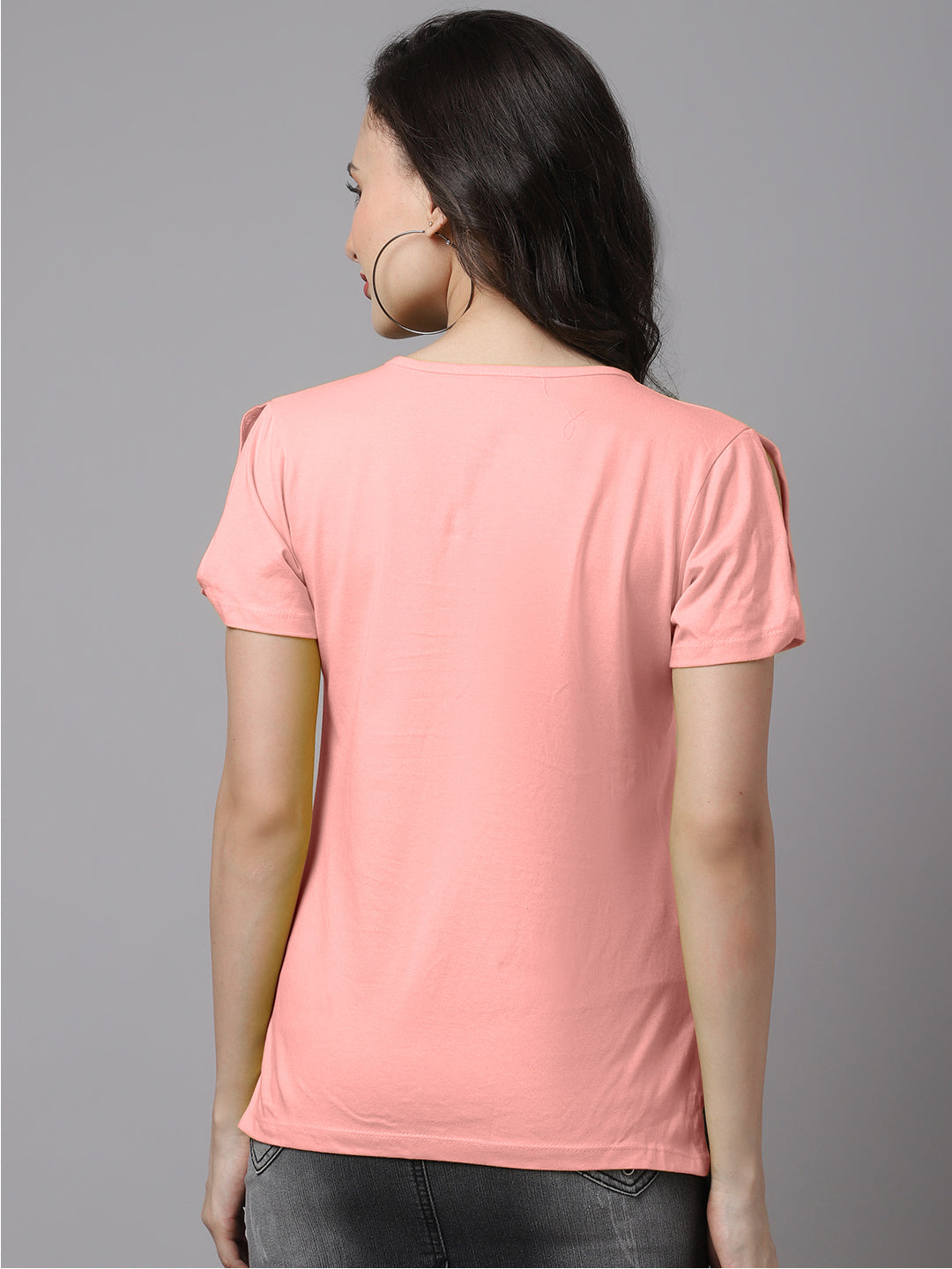 Women Slit Sleeves Strong Pure Cotton T-Shirt - Friskers