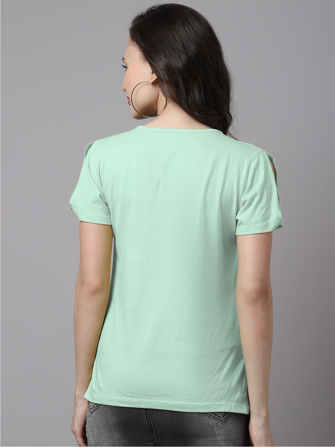 Women Slit Sleeves Strong Pure Cotton T-Shirt - Friskers