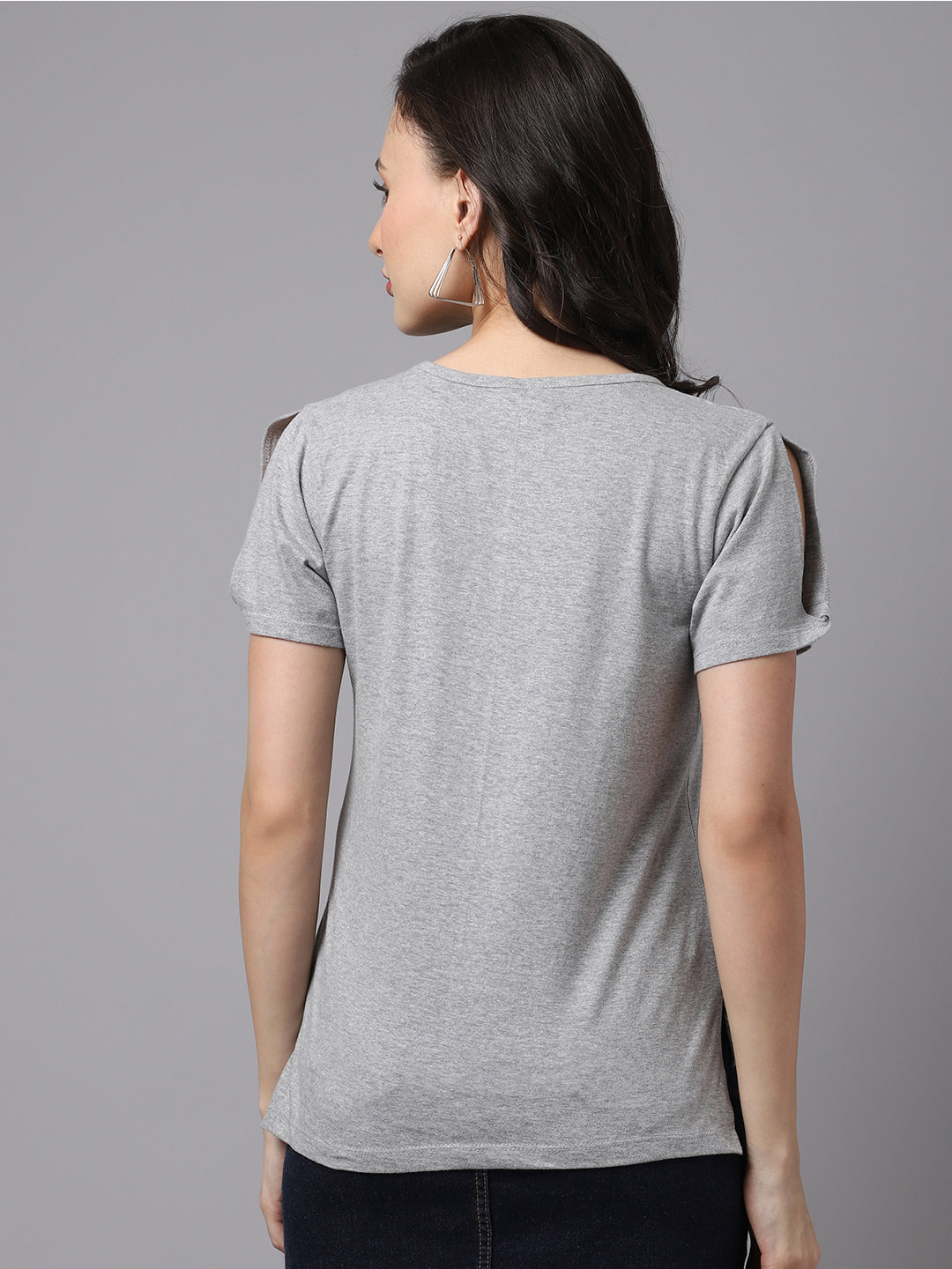 Women Slit Sleeves Gym Printed Pure Cotton T-Shirt - Friskers