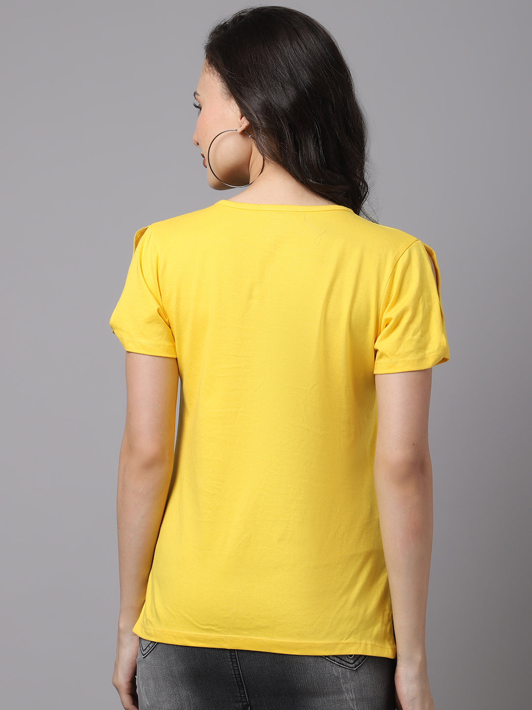 Women Slit Sleeves Gym Printed Pure Cotton T-Shirt - Friskers