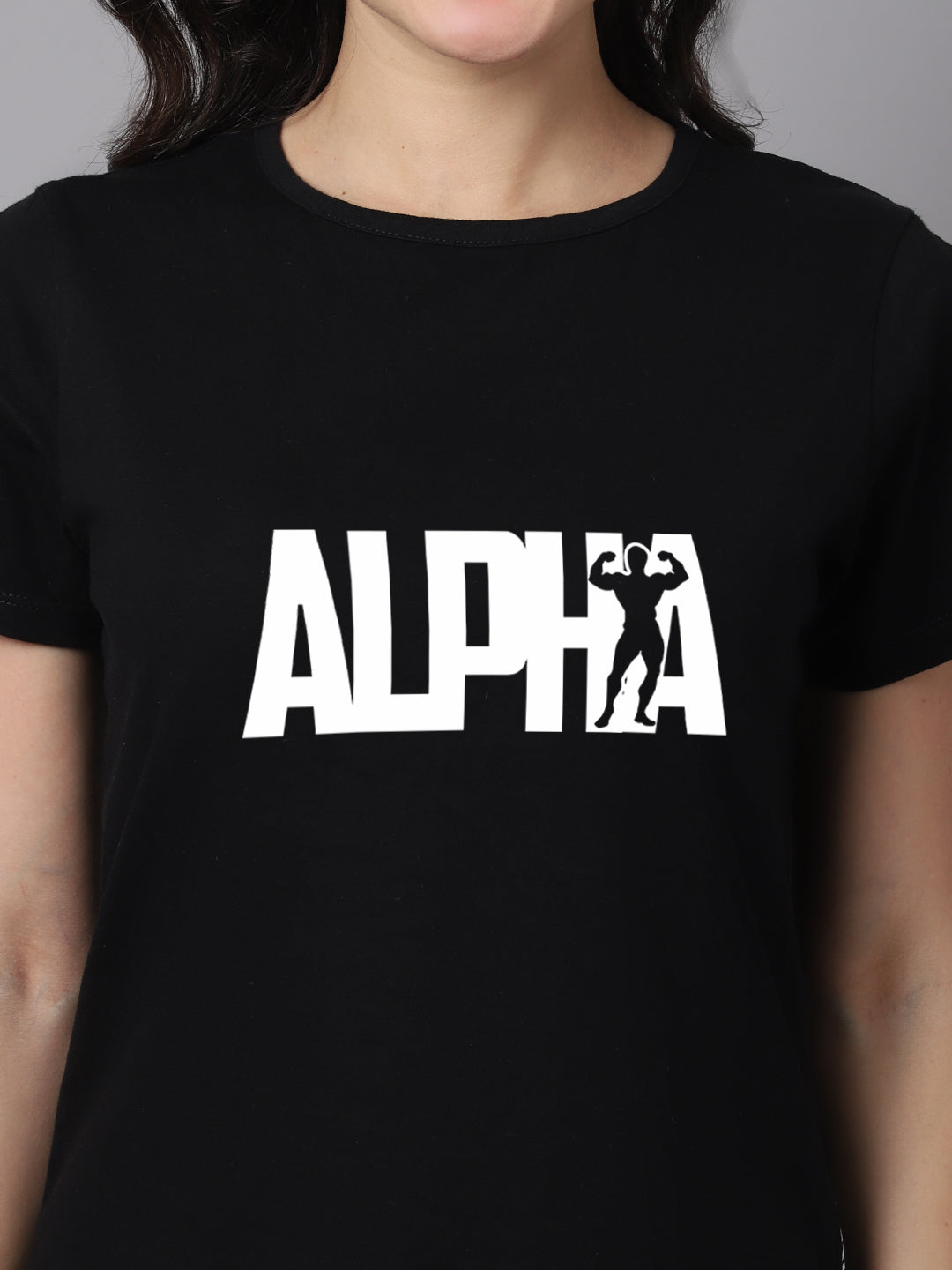 Women Slit Sleeves Alpha Printed Pure Cotton T-Shirt - Friskers