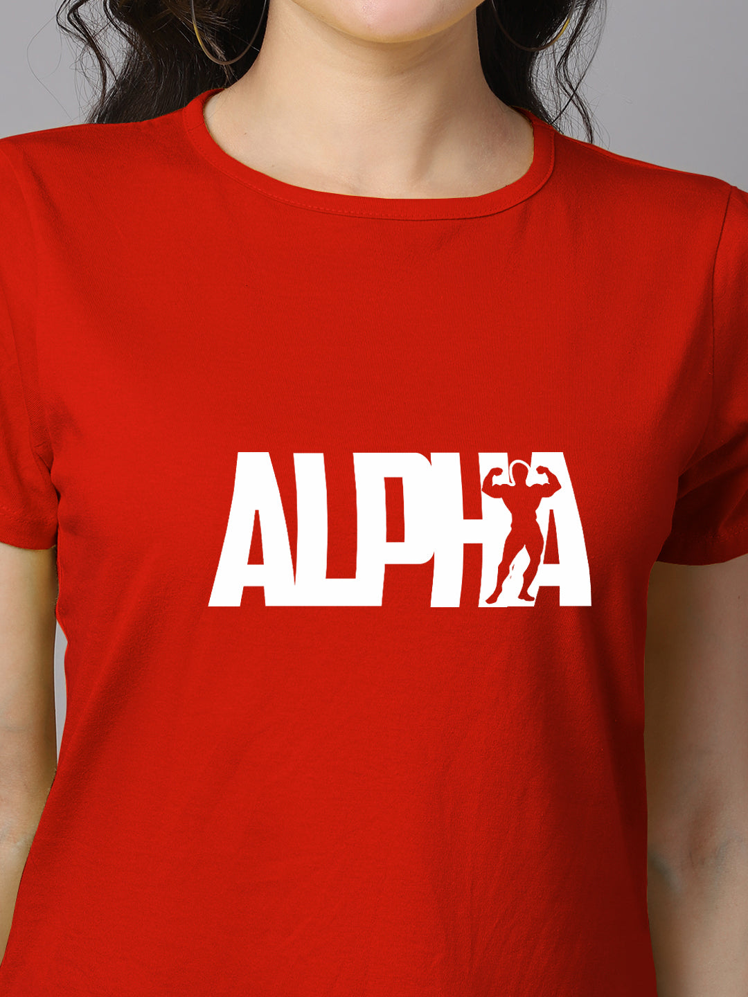 Women Slit Sleeves Alpha Printed Pure Cotton T-Shirt - Friskers
