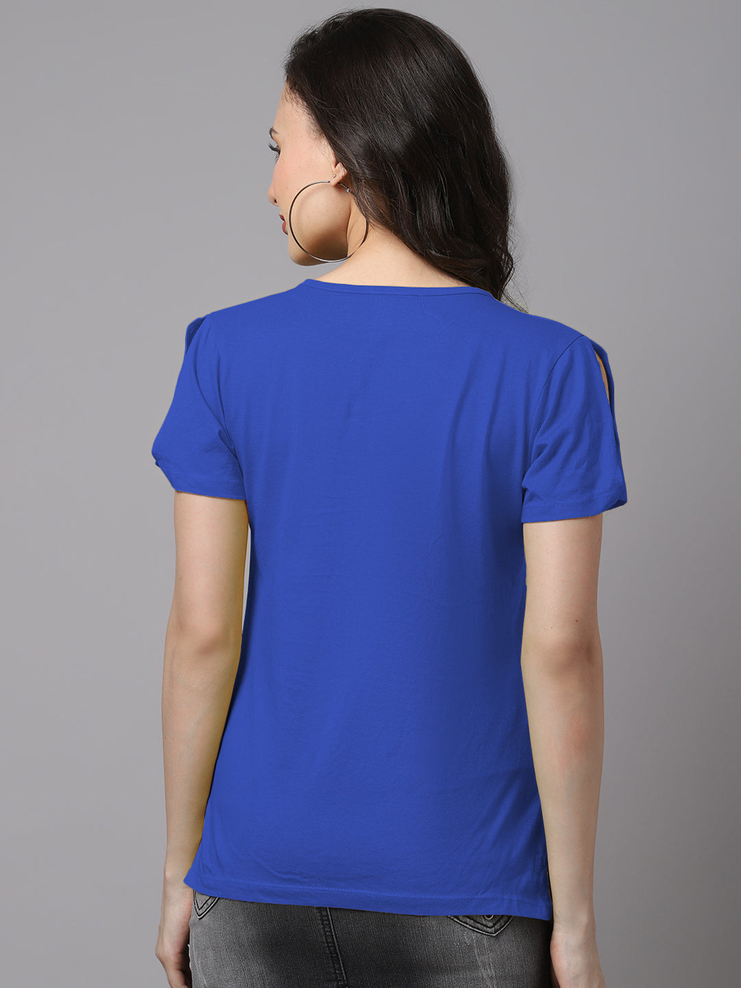Women Slit Sleeves Alpha Printed Pure Cotton T-Shirt - Friskers