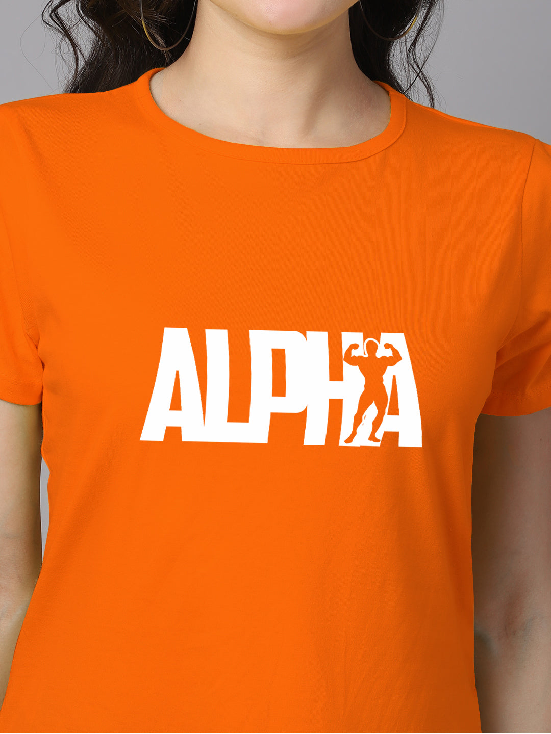 Women Slit Sleeves Alpha Printed Pure Cotton T-Shirt - Friskers
