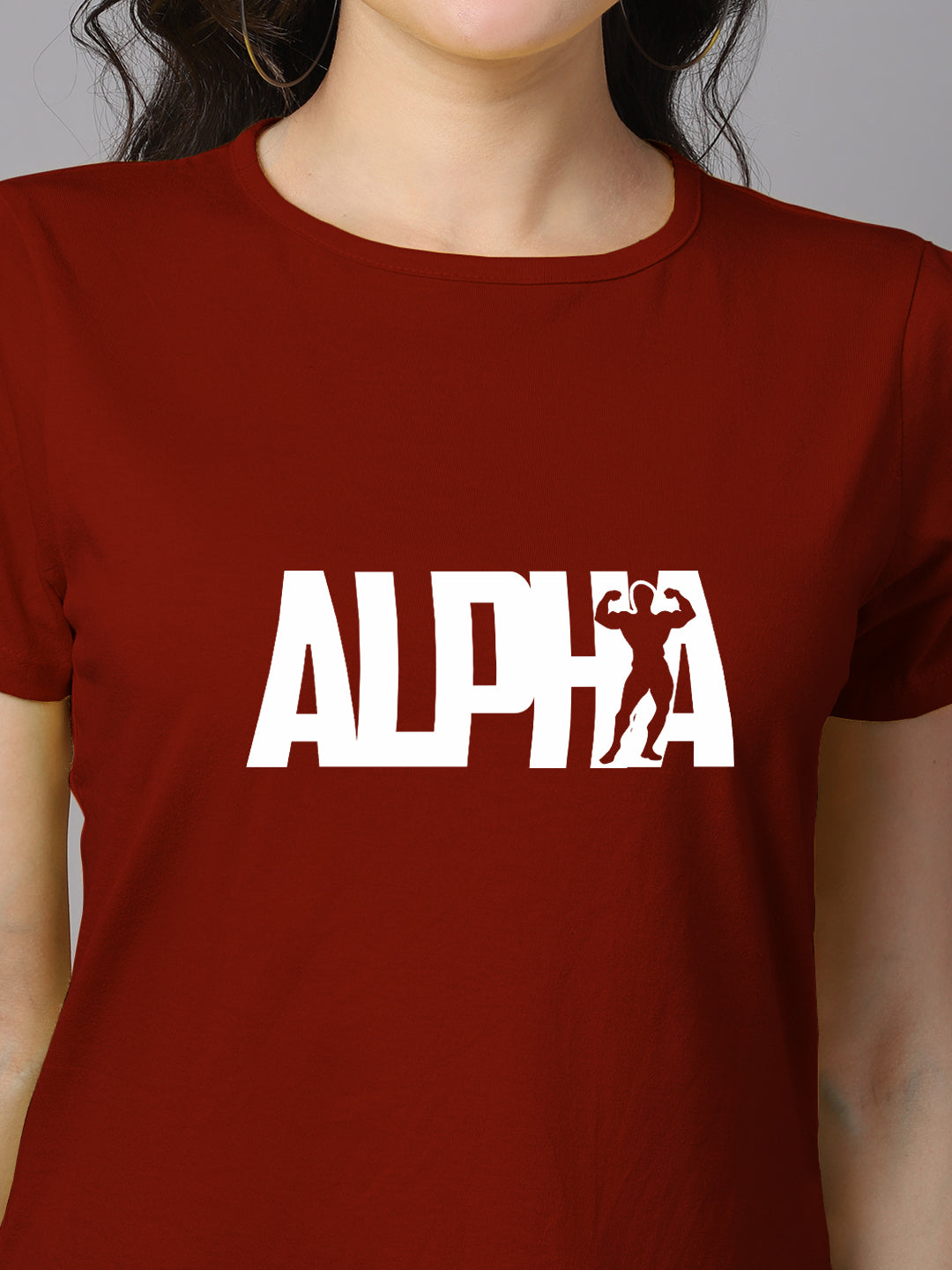 Women Slit Sleeves Alpha Printed Pure Cotton T-Shirt - Friskers