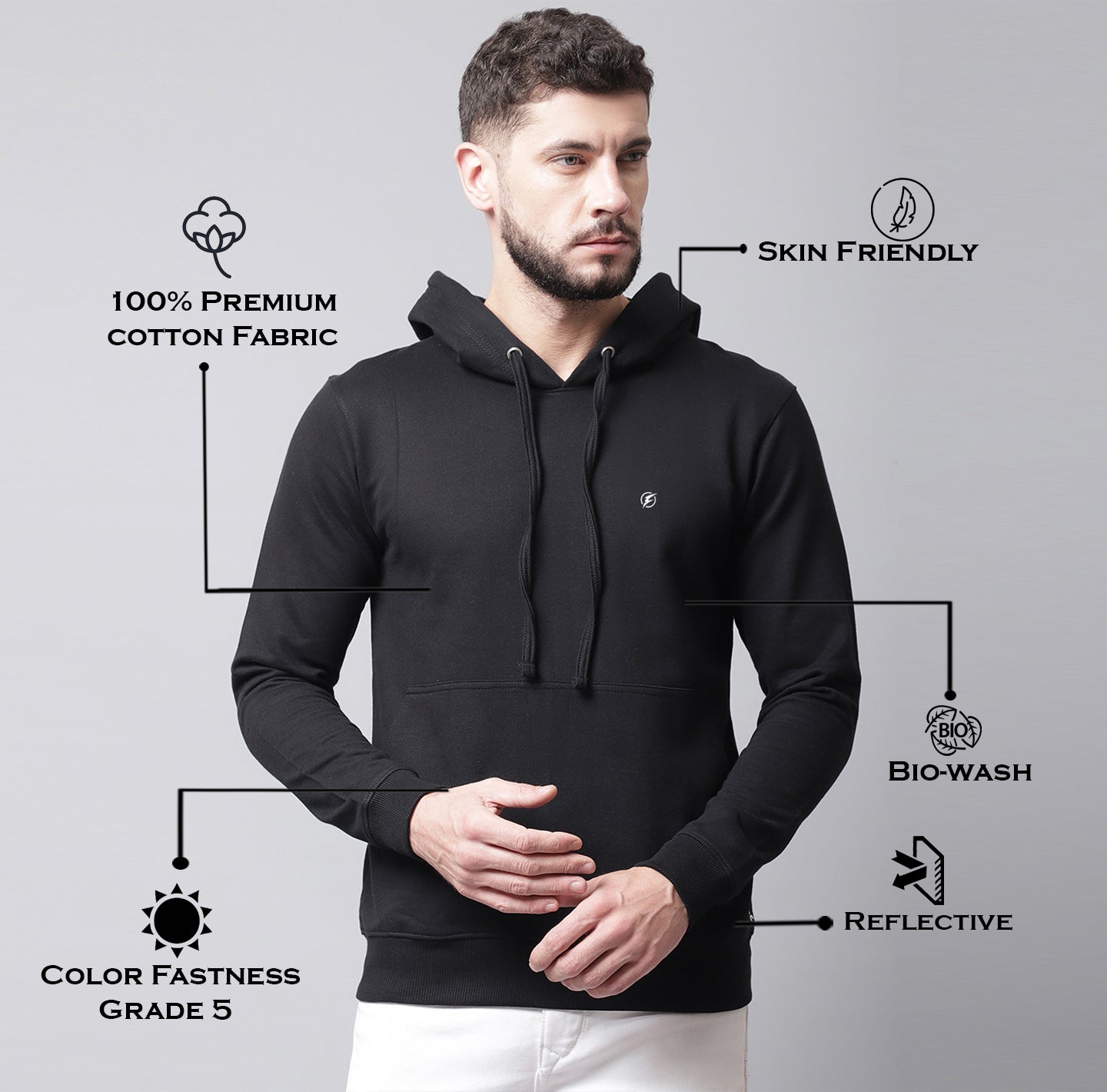 Men's Full Sleeves Casual Hoody T-shirt - Friskers