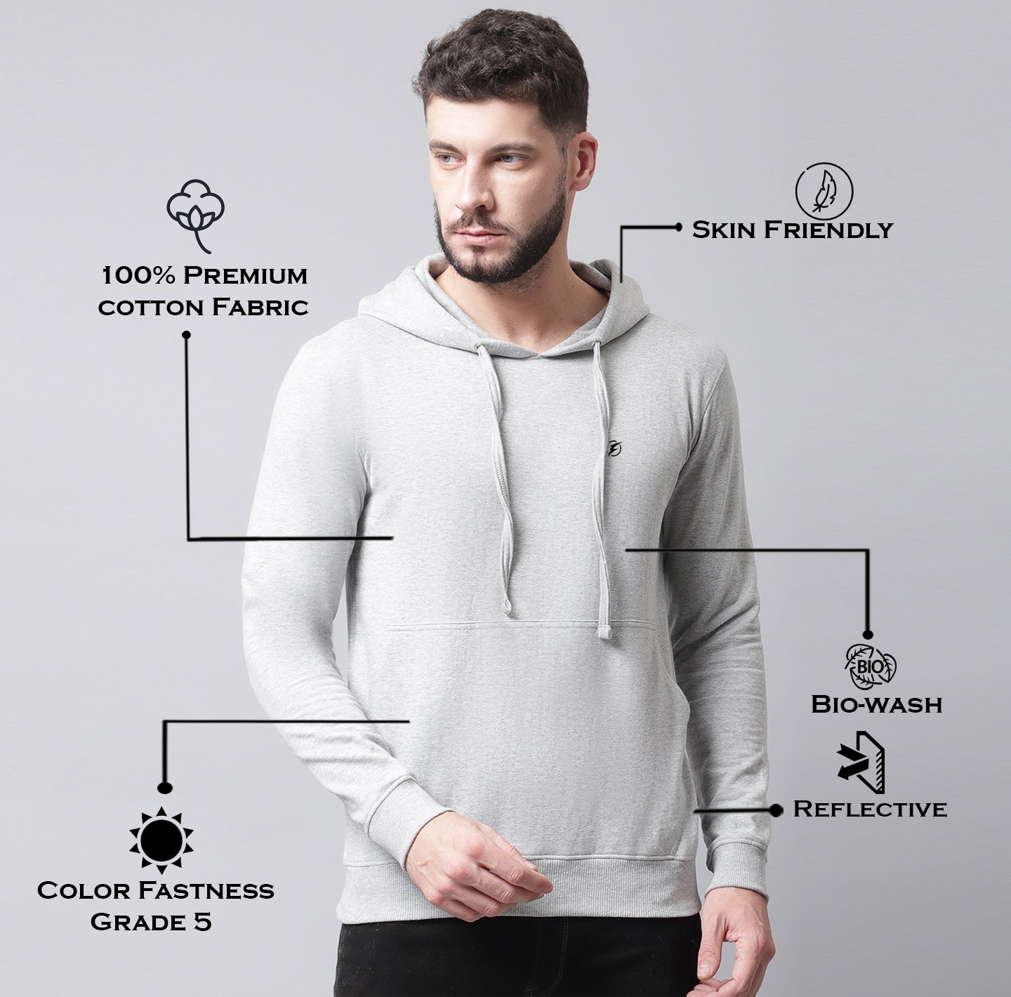 Men's Full Sleeves Casual Hoody T-shirt - Friskers