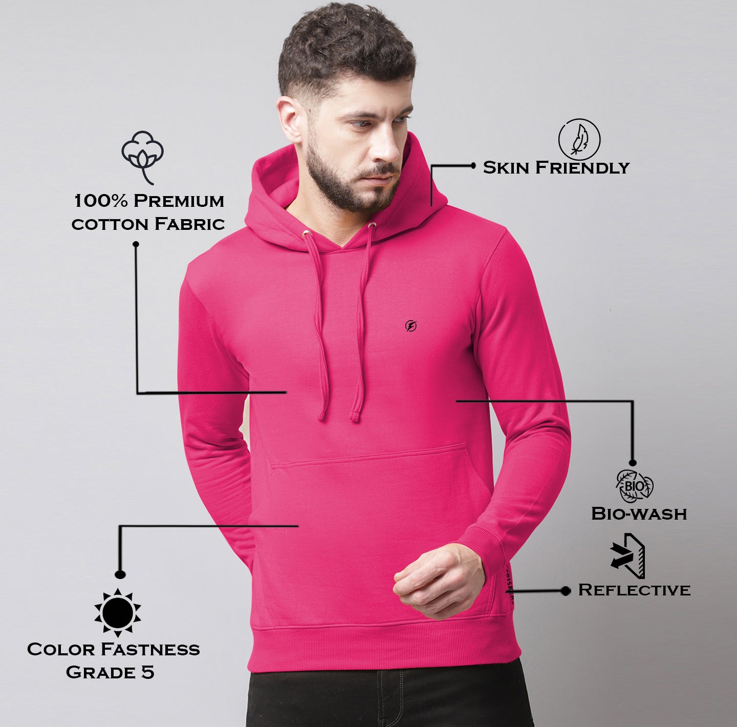 Men's Full Sleeves Casual Hoody T-shirt - Friskers
