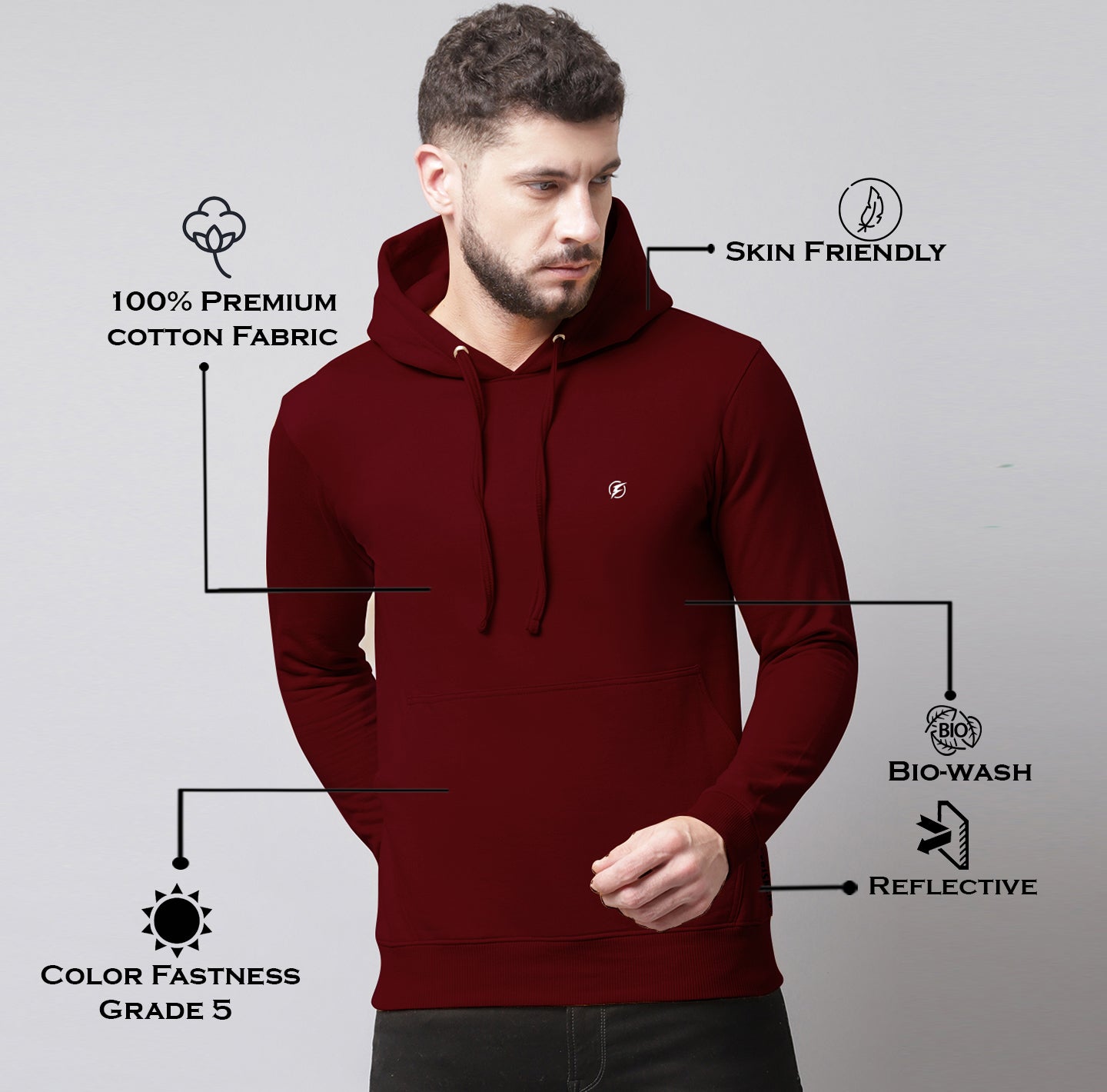 Men's Full Sleeves Casual Hoody T-shirt - Friskers