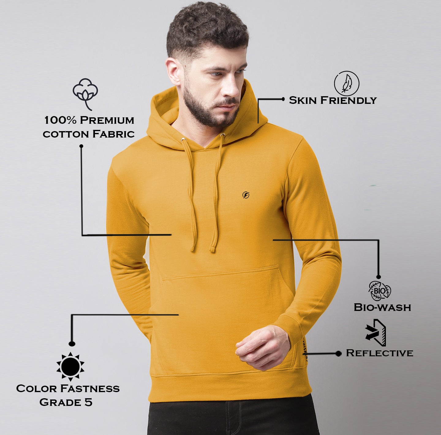 Men's Full Sleeves Casual Hoody T-shirt - Friskers