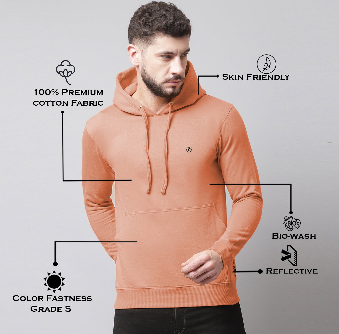 Men's Full Sleeves Casual Hoody T-shirt - Friskers