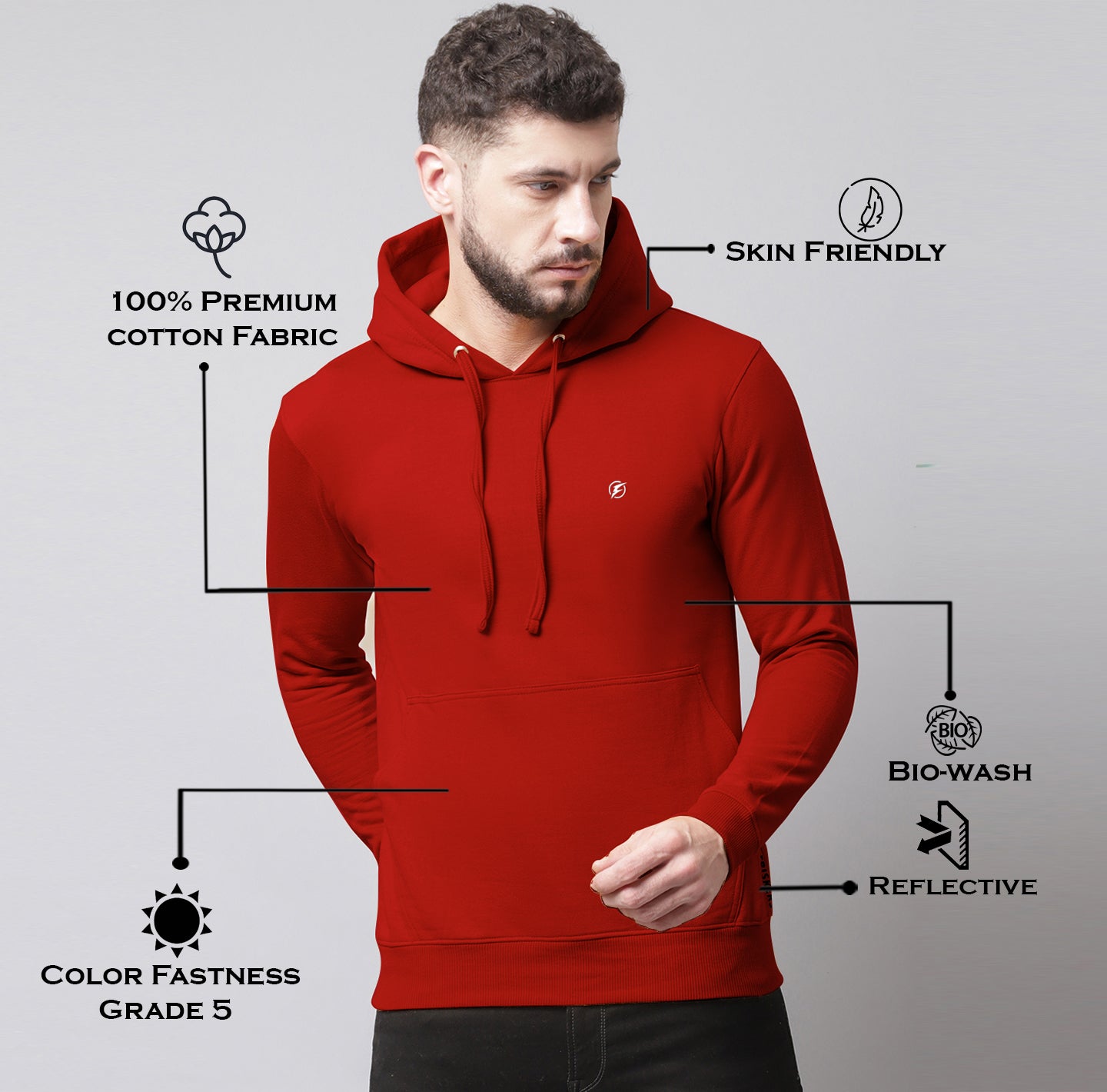 Men's Full Sleeves Casual Hoody T-shirt - Friskers