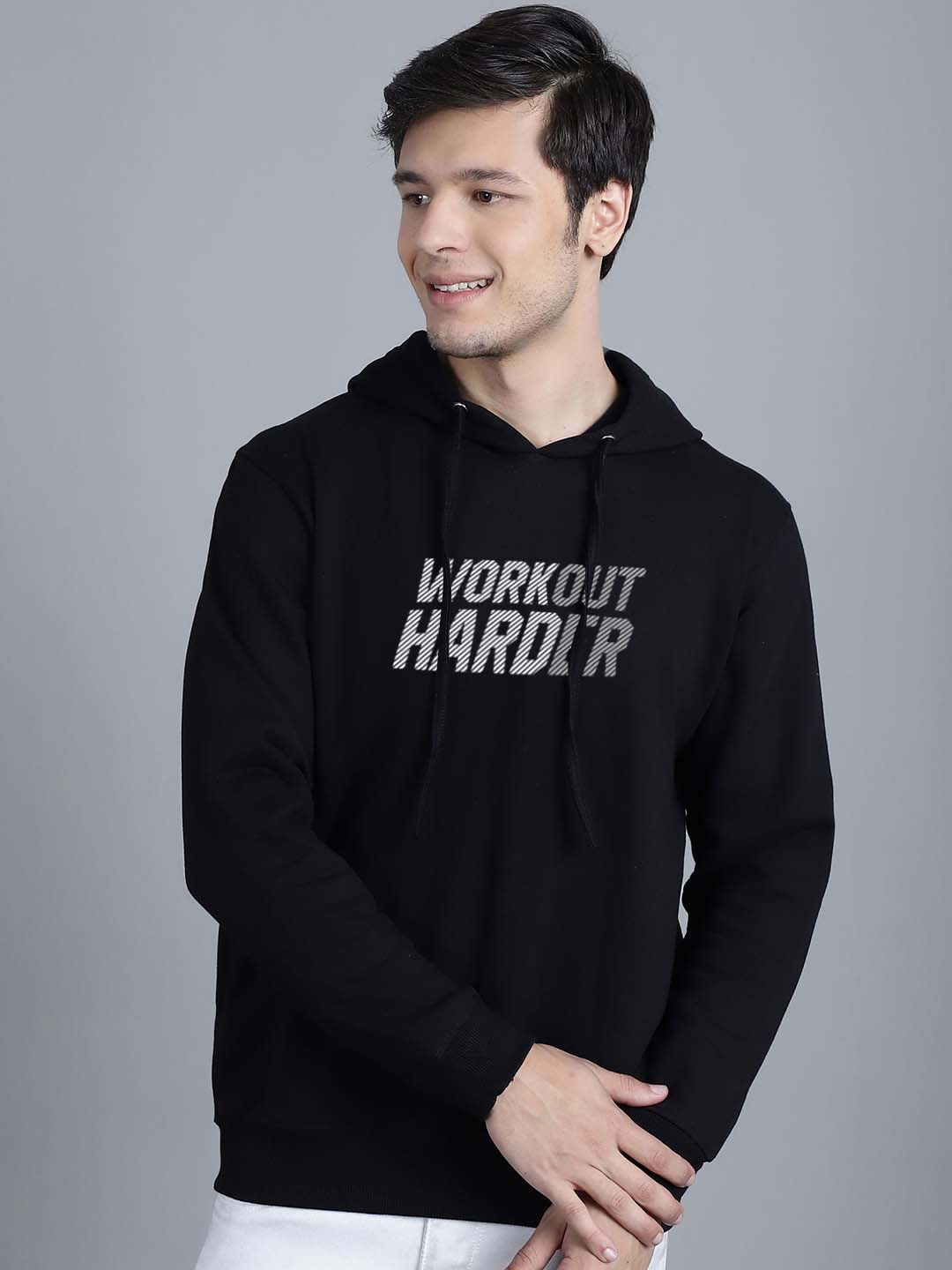Men's Workout Harder Full Sleeves Hoody T-Shirt - Friskers