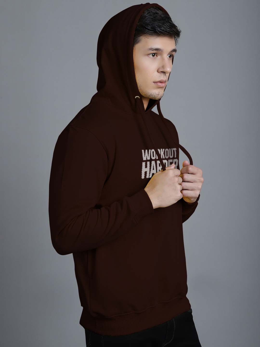 Men's Workout Harder Full Sleeves Hoody T-Shirt - Friskers