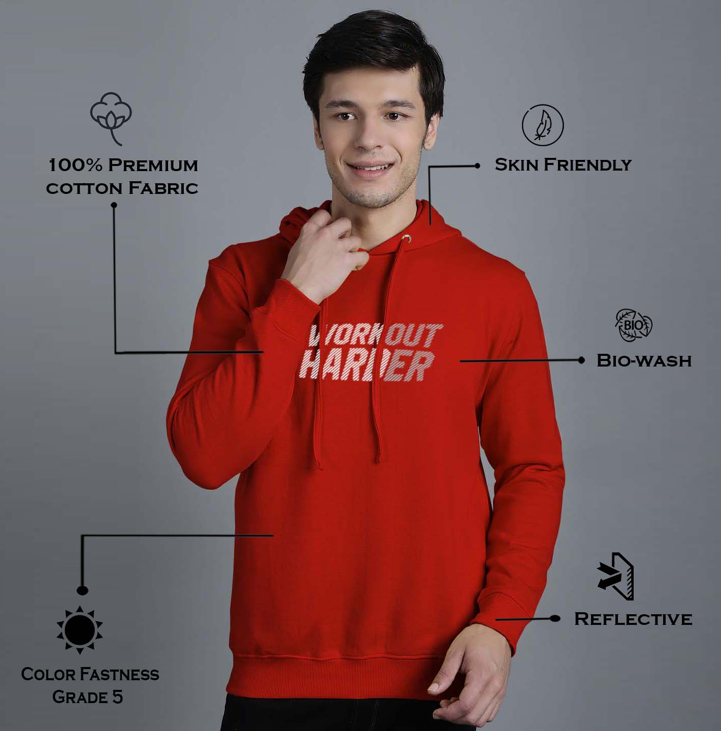 Men's Workout Harder Full Sleeves Hoody T-Shirt - Friskers