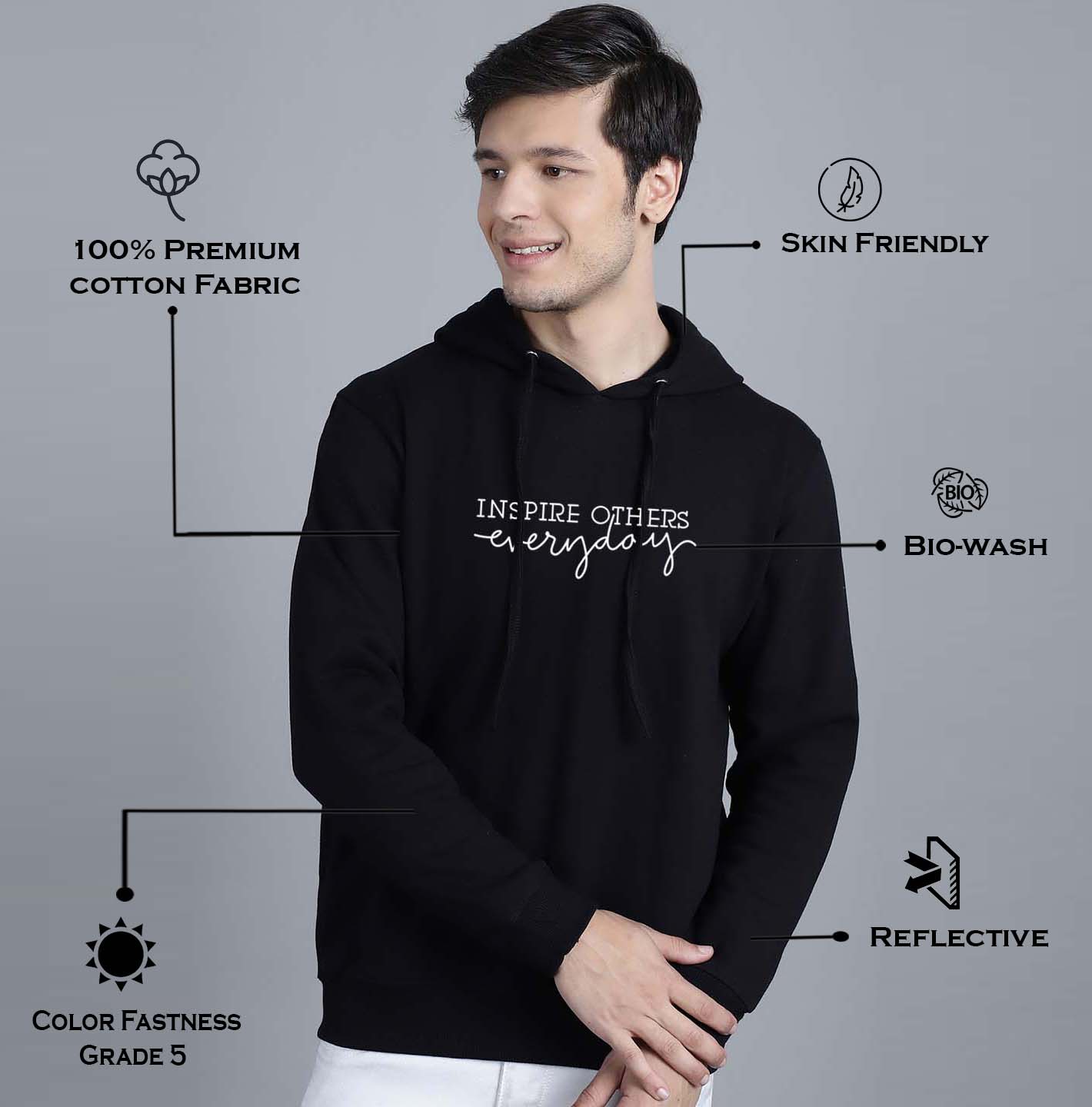 Men's Inspire Others Everyday Full Sleeves Hoody T-Shirt - Friskers