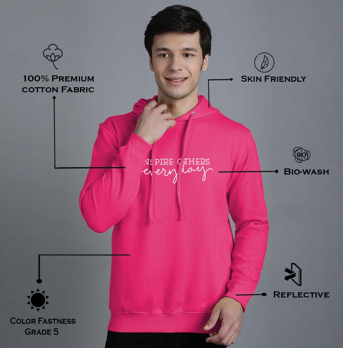 Men's Inspire Others Everyday Full Sleeves Hoody T-Shirt - Friskers