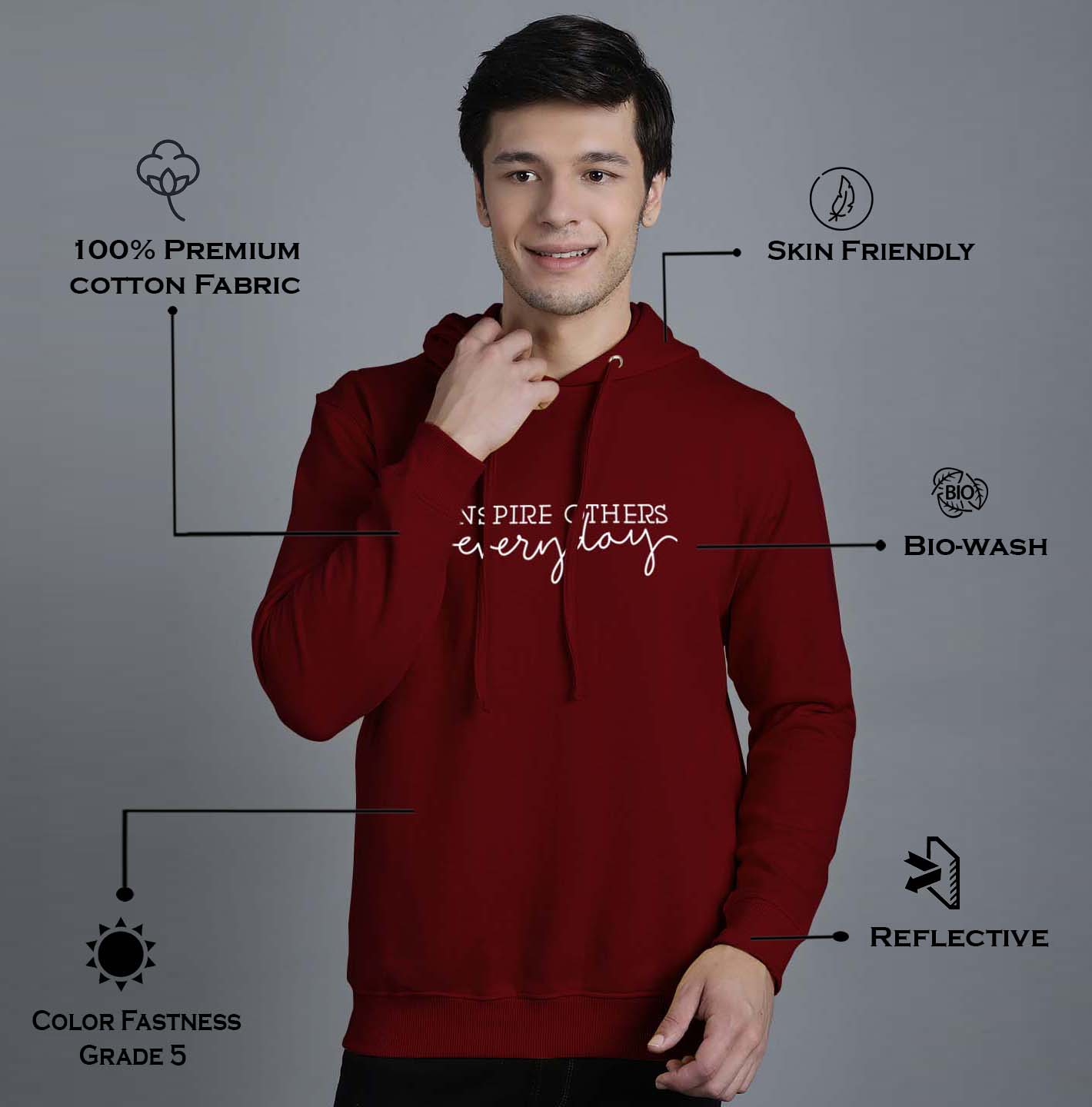 Men's Inspire Others Everyday Full Sleeves Hoody T-Shirt - Friskers