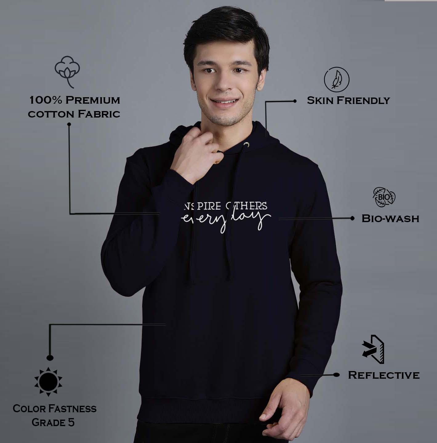 Men's Inspire Others Everyday Full Sleeves Hoody T-Shirt - Friskers