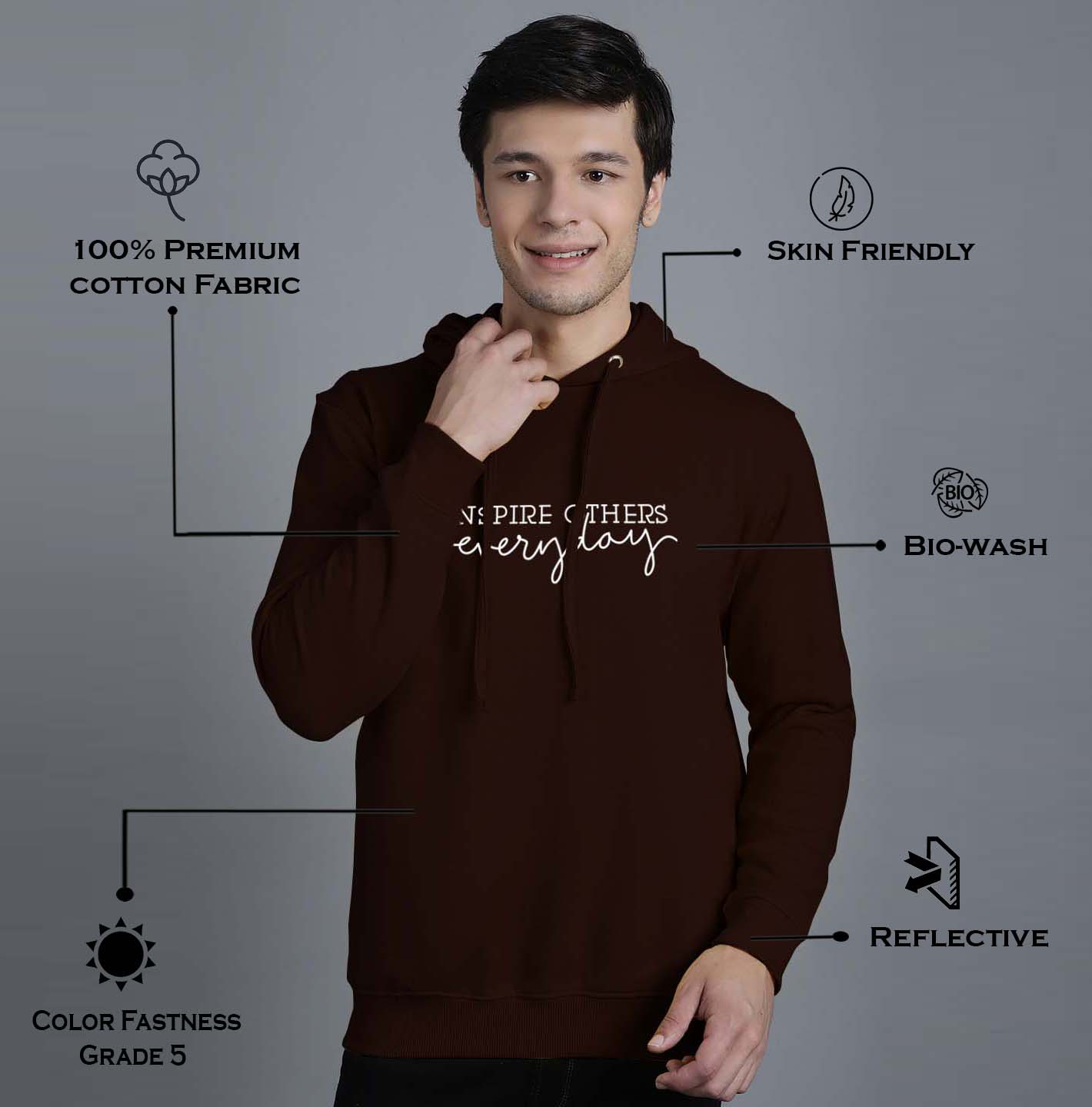 Men's Inspire Others Everyday Full Sleeves Hoody T-Shirt - Friskers