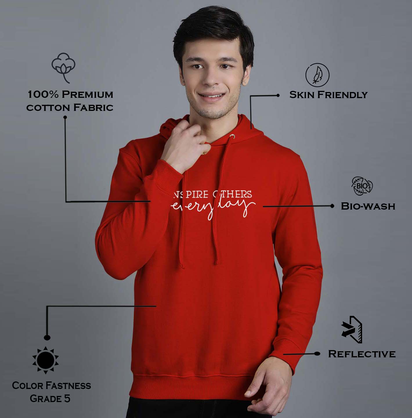 Men's Inspire Others Everyday Full Sleeves Hoody T-Shirt - Friskers