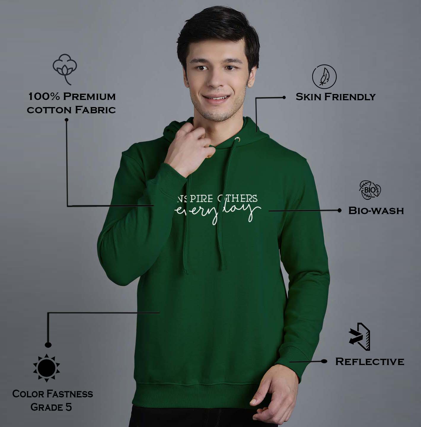 Men's Inspire Others Everyday Full Sleeves Hoody T-Shirt - Friskers