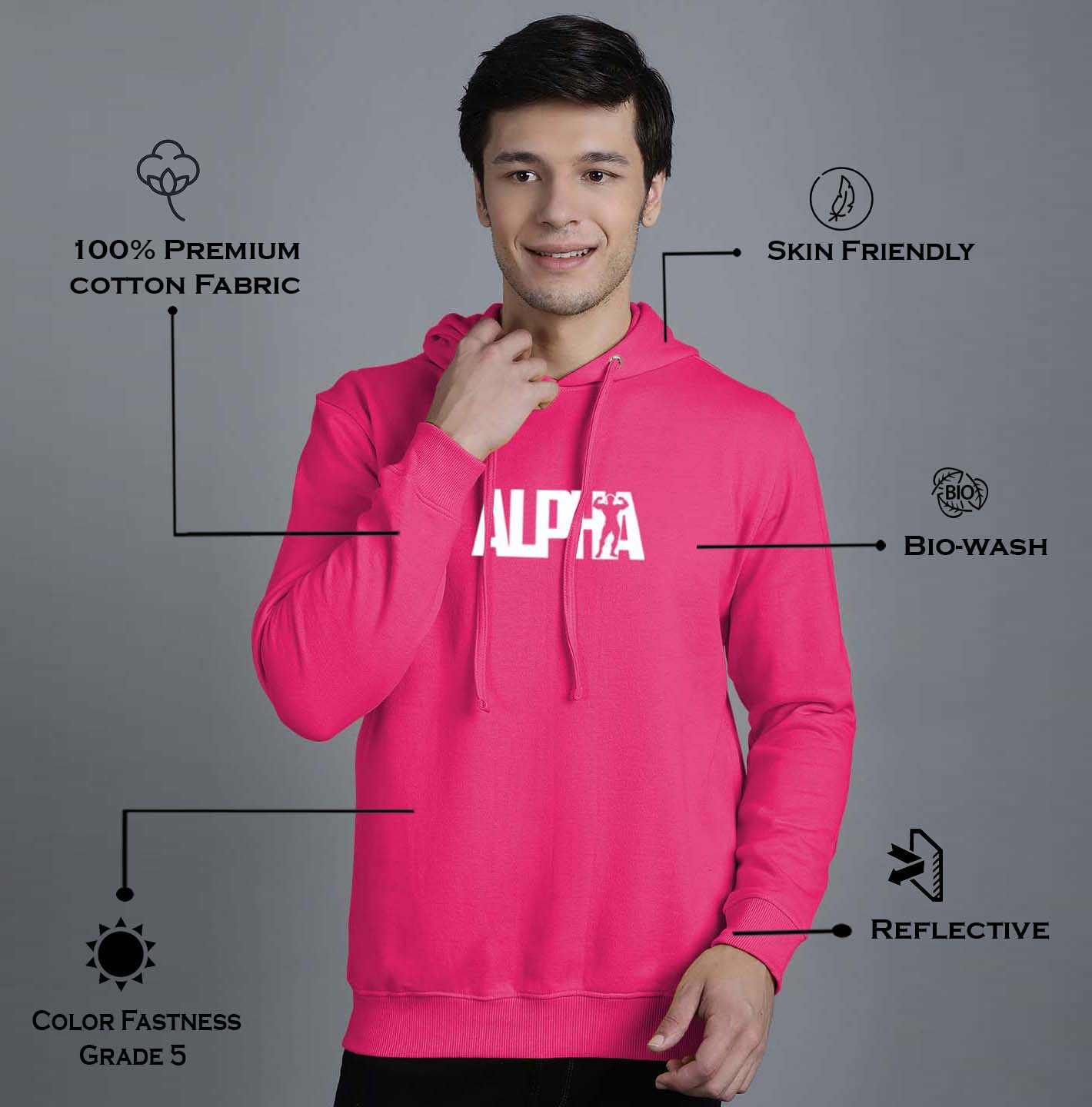 Men's Alpha Full Sleeves Hoody T-Shirt - Friskers