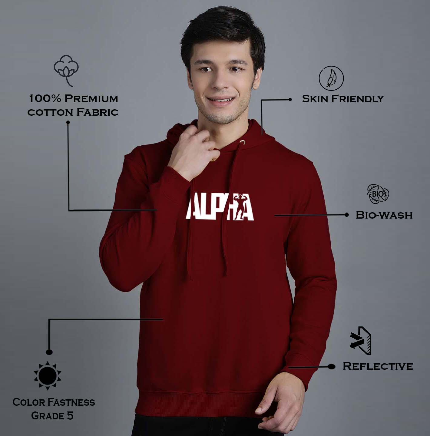 Men's Alpha Full Sleeves Hoody T-Shirt - Friskers