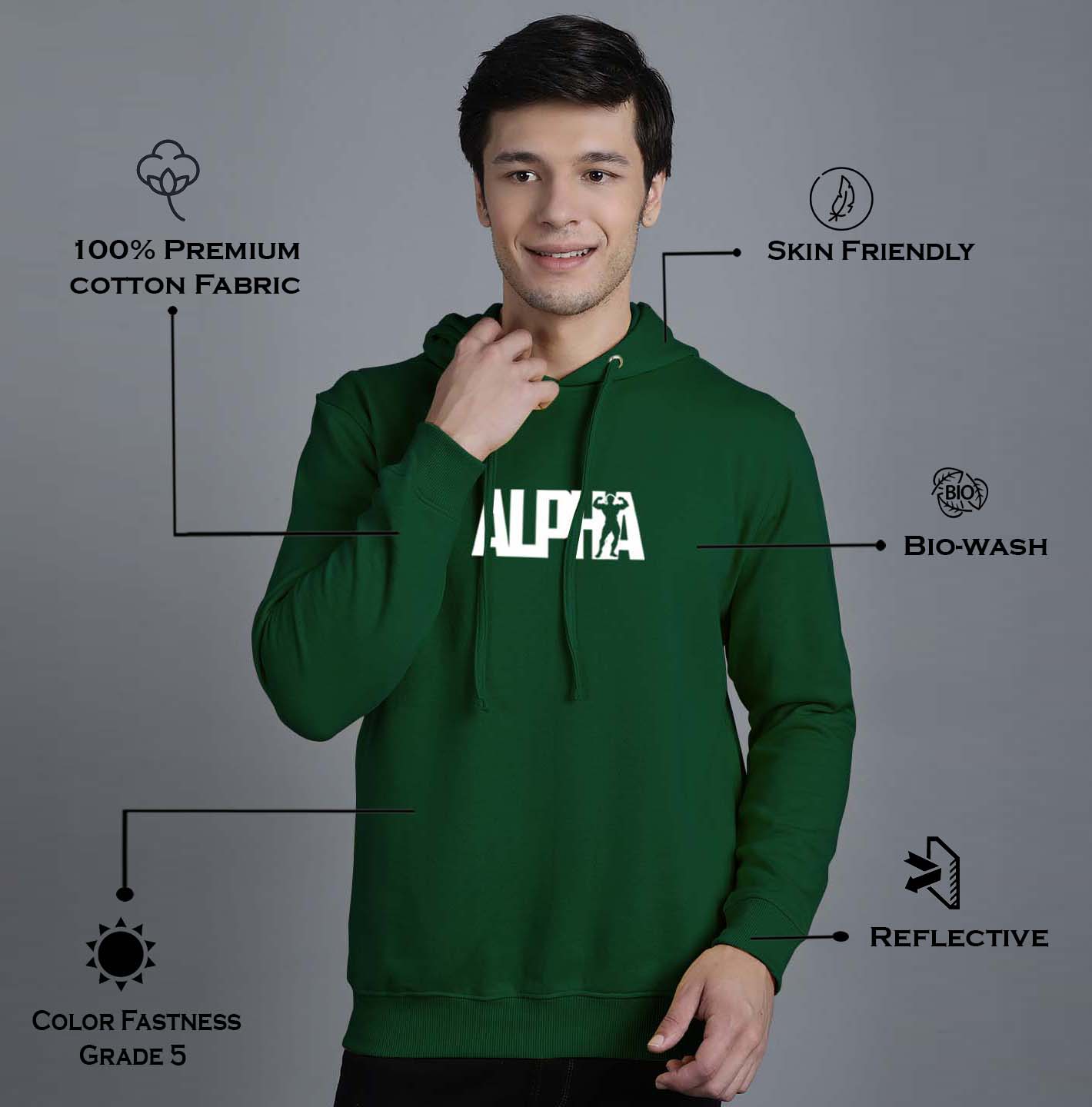 Men's Alpha Full Sleeves Hoody T-Shirt - Friskers