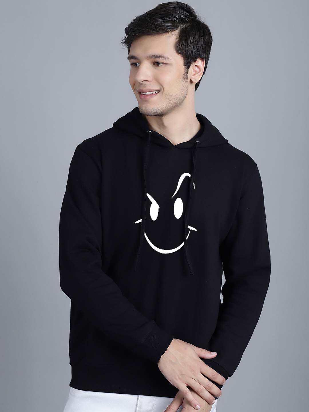 Men's Smiley Full Sleeves Hoody T-Shirt - Friskers