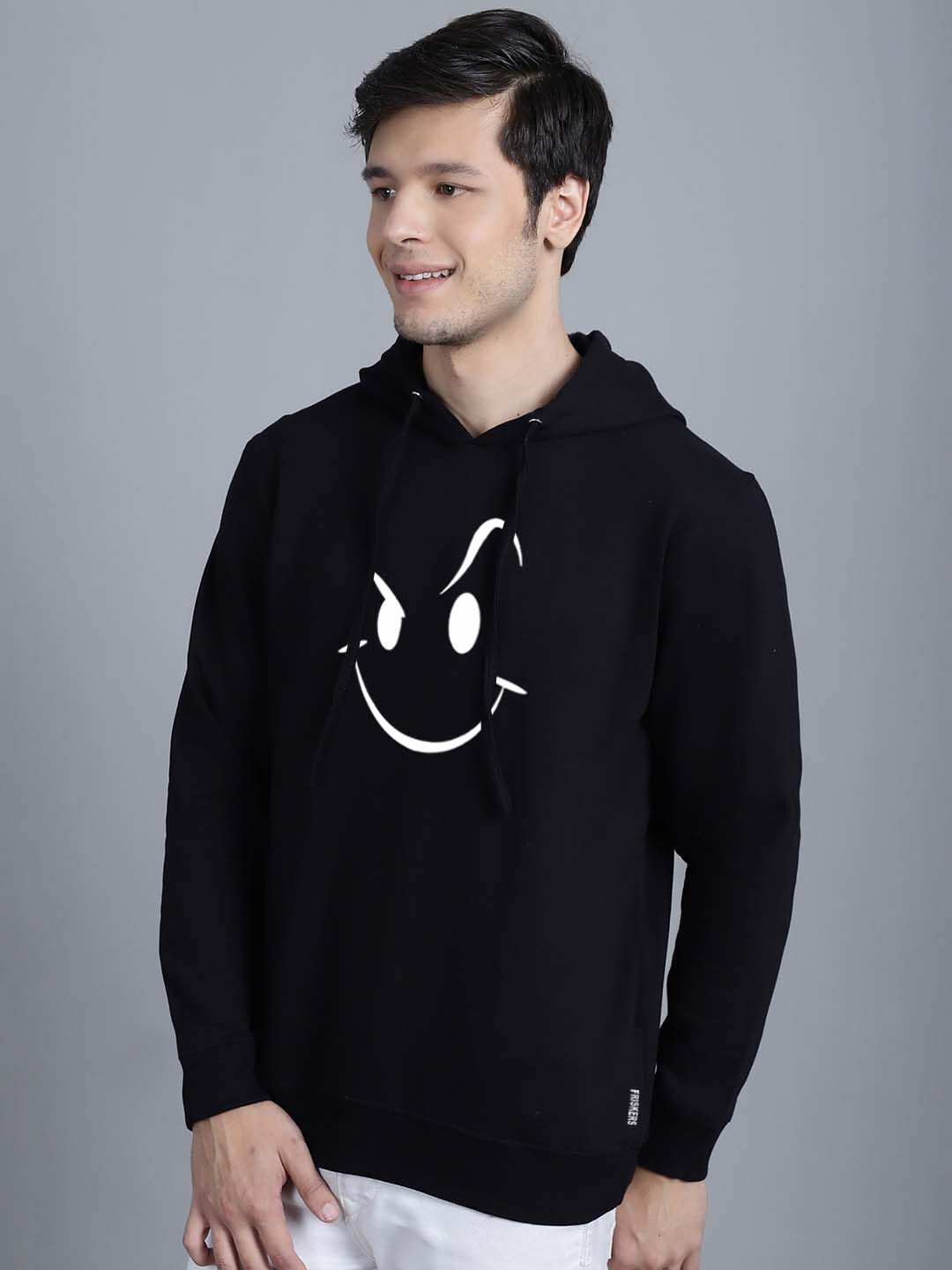 Men's Smiley Full Sleeves Hoody T-Shirt - Friskers