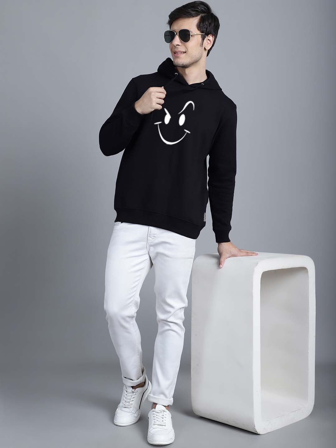 Men's Smiley Full Sleeves Hoody T-Shirt - Friskers