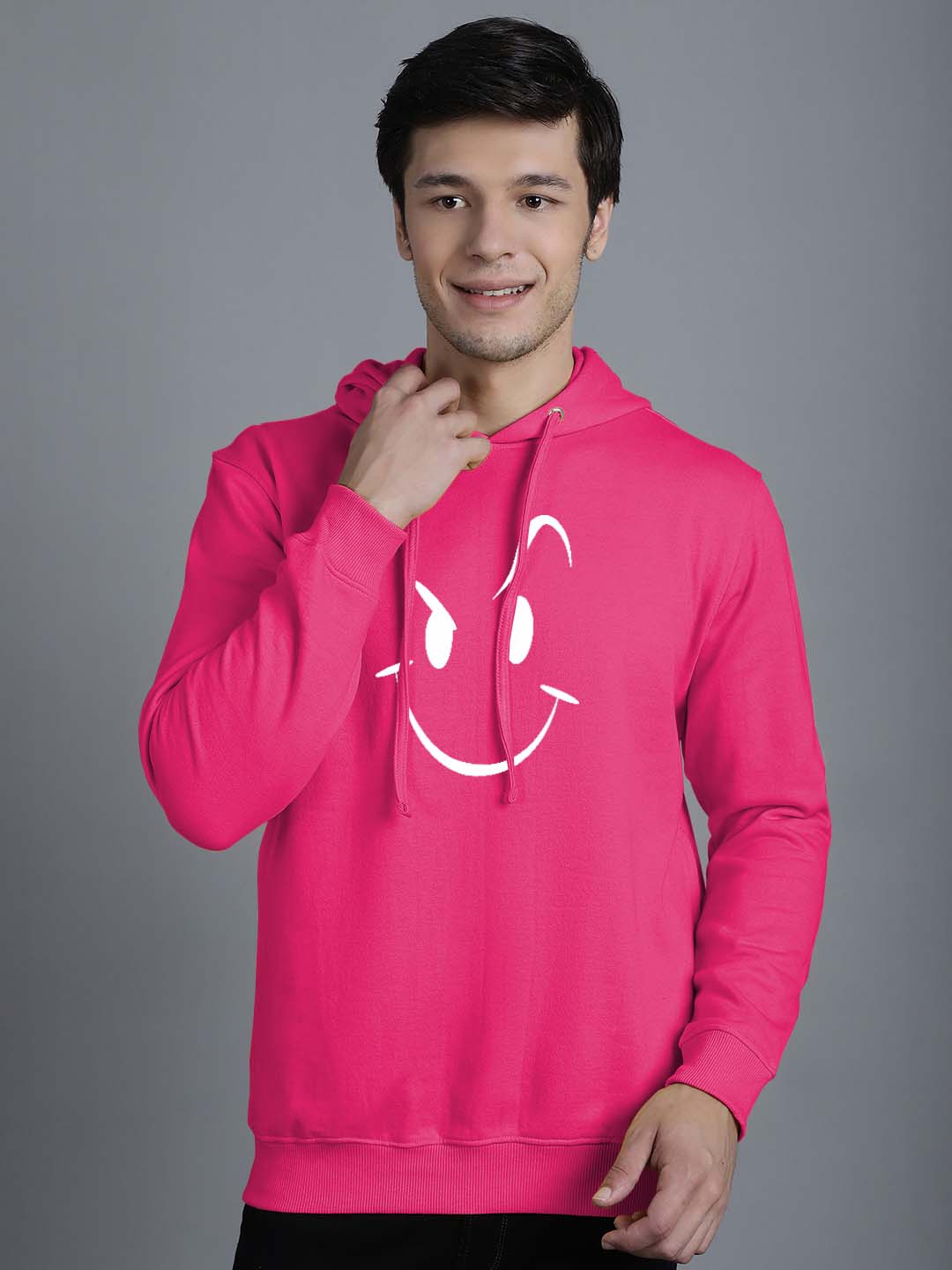 Men's Smiley Full Sleeves Hoody T-Shirt - Friskers