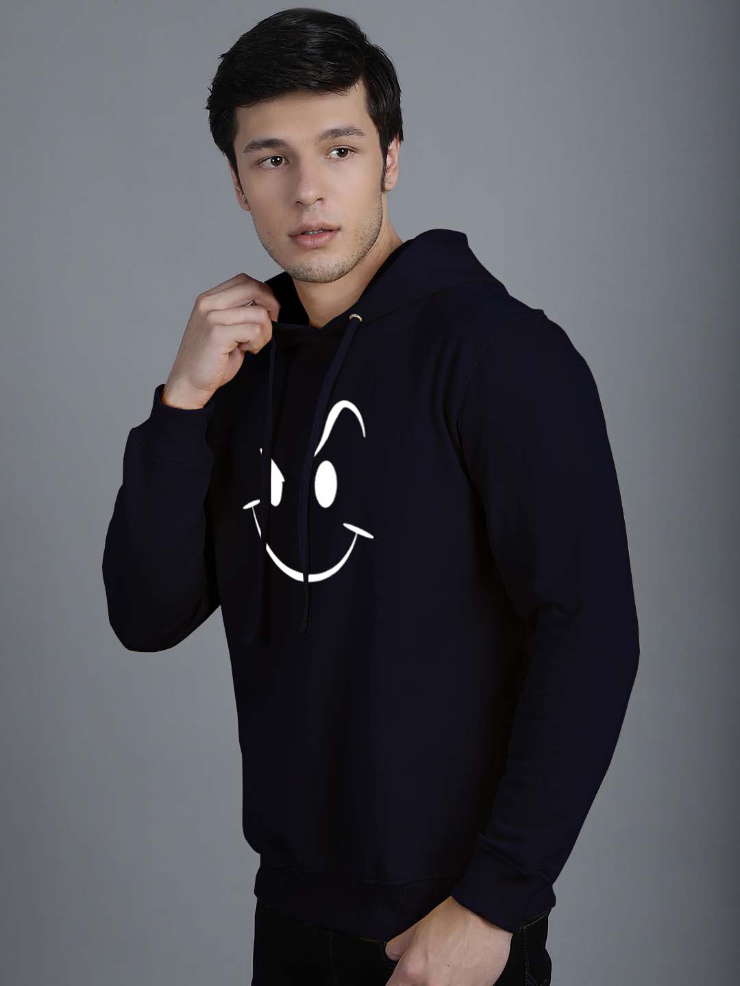 Men's Smiley Full Sleeves Hoody T-Shirt - Friskers