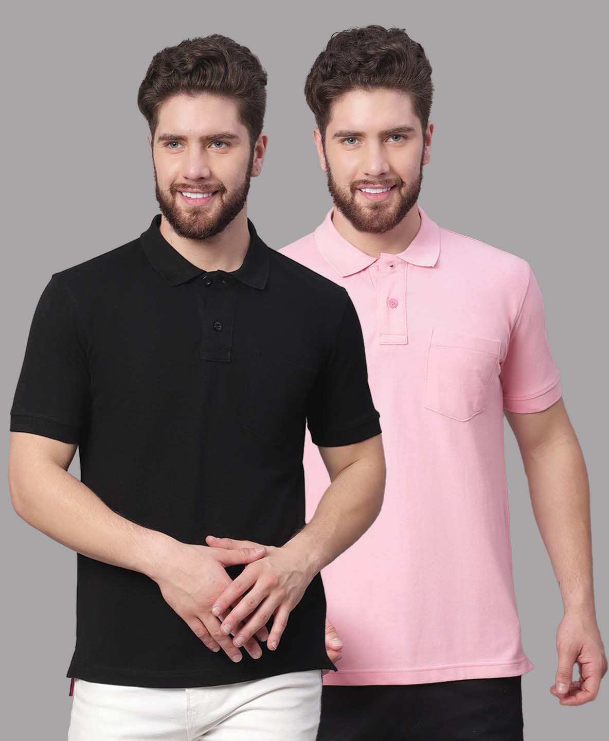 Men's Pack Of 2 Half Sleeves Solid Polo T-shirt - Friskers