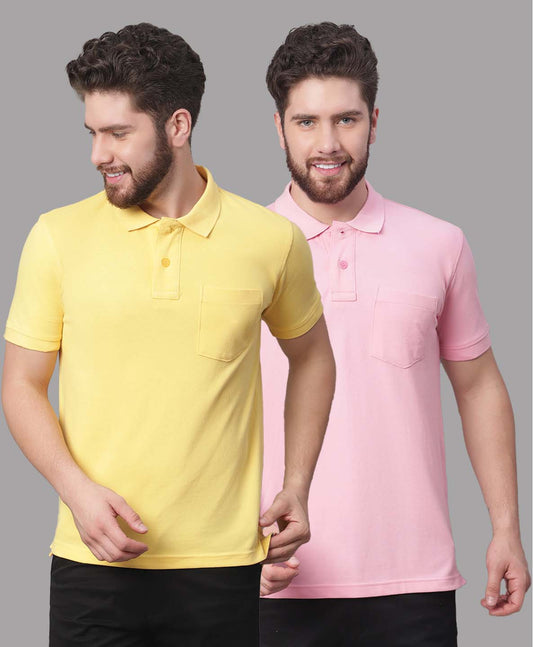 Men's Pack Of 2 Half Sleeves Solid Polo T-shirt - Friskers
