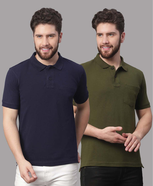 Men's Pack Of 2 Half Sleeves Solid Polo T-shirt - Friskers