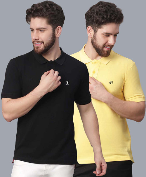 Men's Pack Of 2 Half Sleeves Solid Polo T-shirt