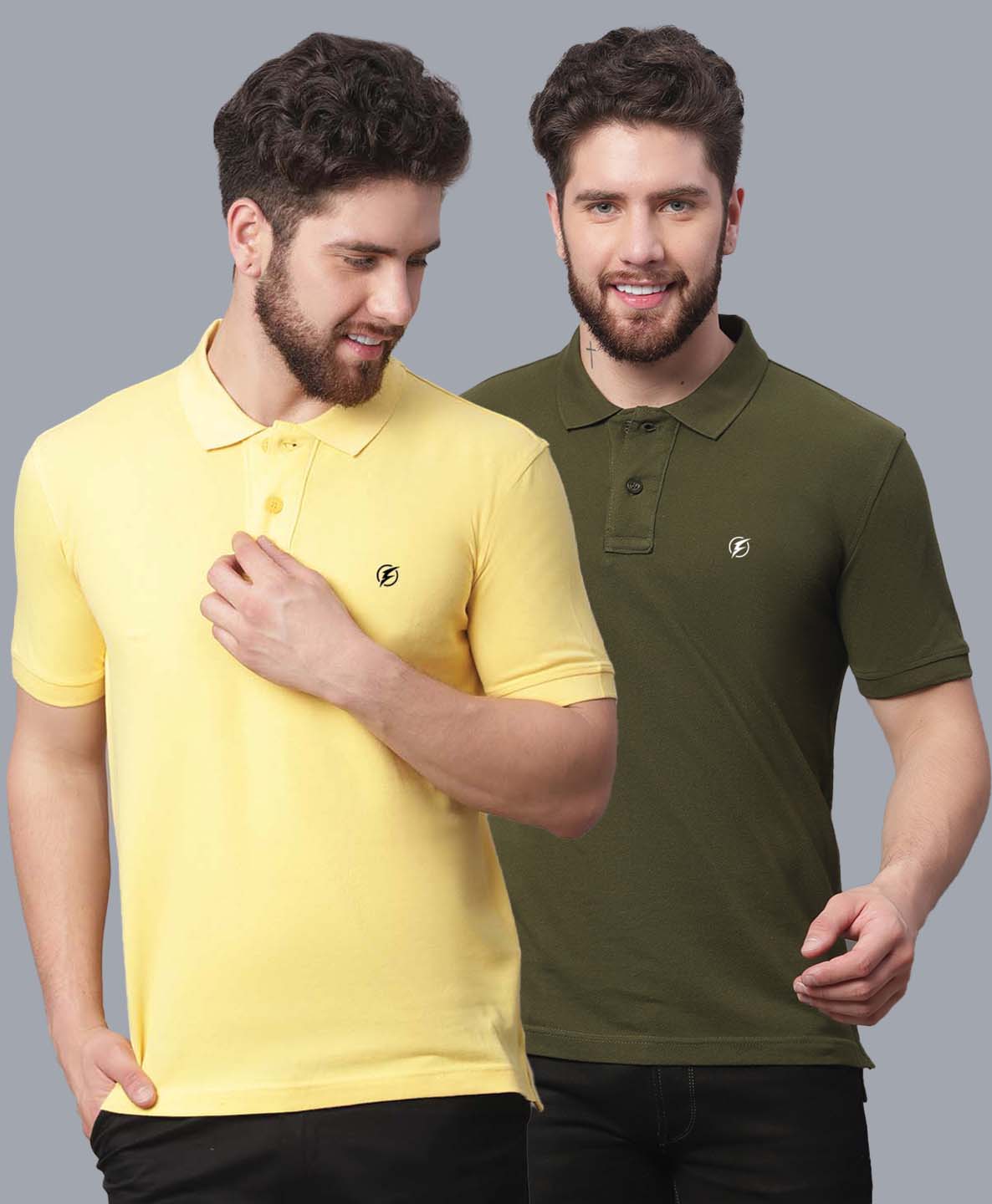 Men's Pack Of 2 Half Sleeves Solid Polo T-shirt - Friskers