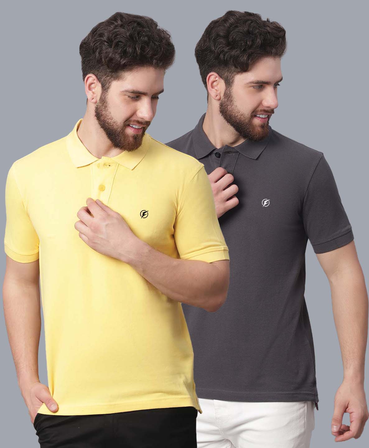 Men's Pack Of 2 Half Sleeves Solid Polo T-shirt - Friskers